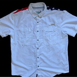 Magellan Outdoors Lake Fork Americana Flag Fishing Shirt Mens XL  Relaxed Fit